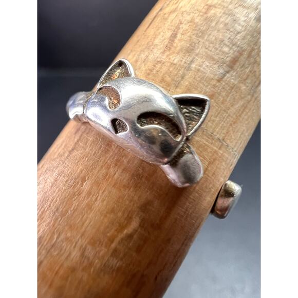 Vintage Sterling Silver Adjustable Cat Ring – Size 7 - Picture 8 of 15